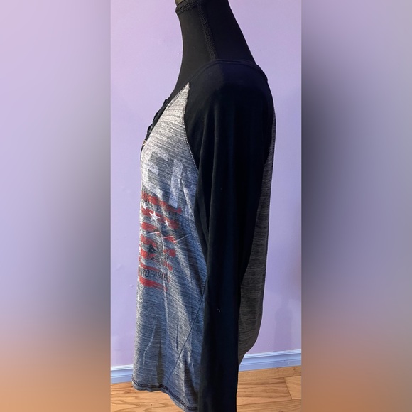 Mens long sleeve 2-tone v-neck top size M - Picture 2 of 4